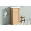 Meuble-lavabo de style rustique 15,33 po pour salle de bain avec lavabo réversible en résine, tablette réglable, porte à pousser, fonction de fermeture en douceur, aménagement pour petits espaces au fini grain de bois