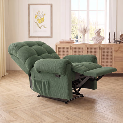 Manual Recliner Chair with Padded Footrest, Overstuffed Ergonomic Lounge Seat for Living Room Home Theater Reading