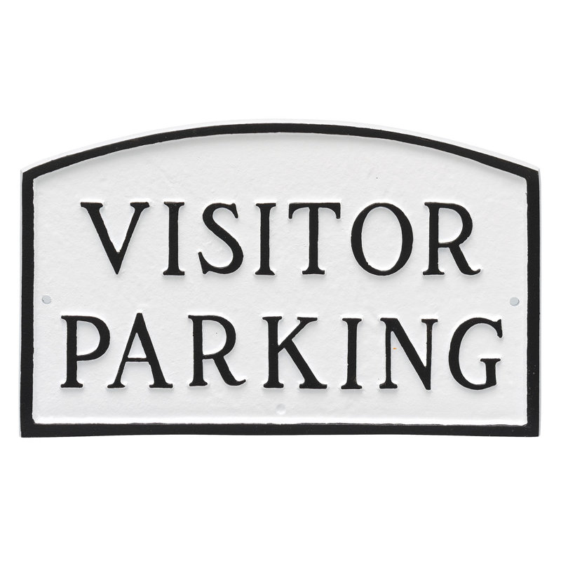 Plaque de jardin de l’état du parking visiteur, Blanc / Noir