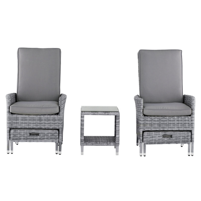 Ensemble de chaises inclinables d'extérieur 5 pièces Elle Decor Vallauris, gris