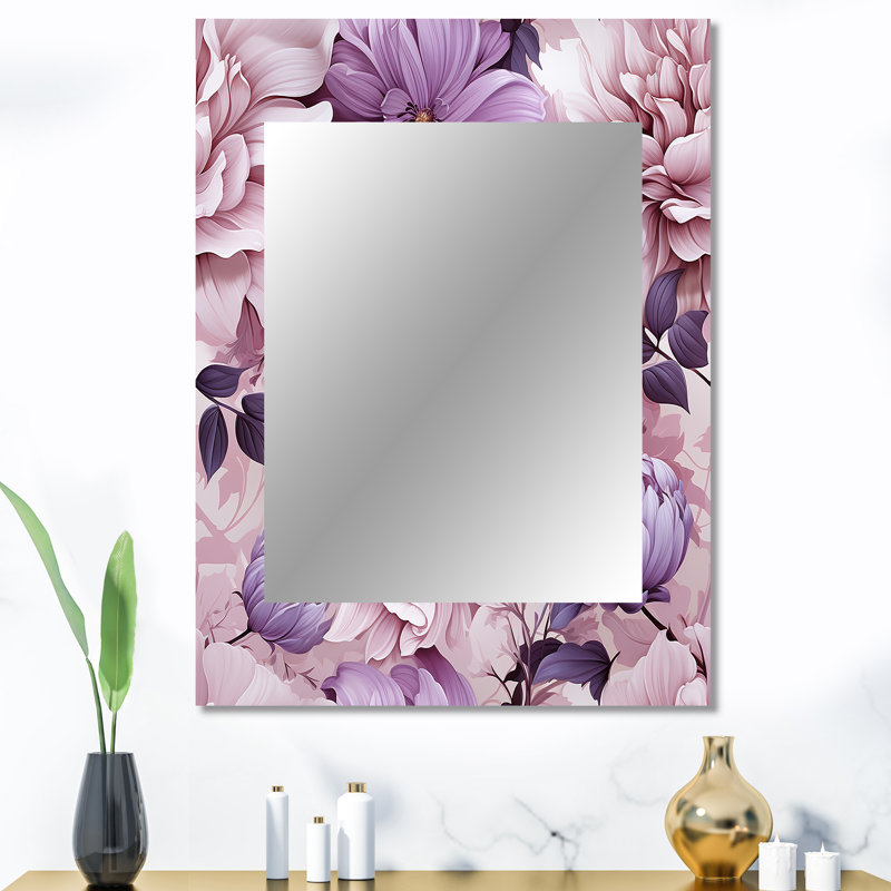 Heddwyn - Purple Traditional Wall Mirror, 40 po x 30 po