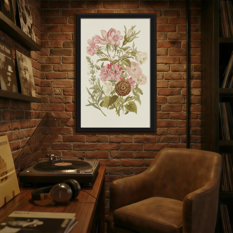 Arrangement floral de plantes et de fleurs avec des fleurs roses et blanches, H 18 po x l 12 po