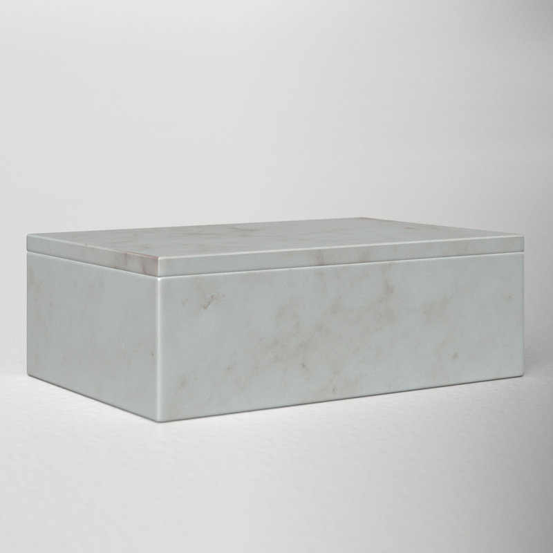 Matheson Modern Marble Rectangle Box, White