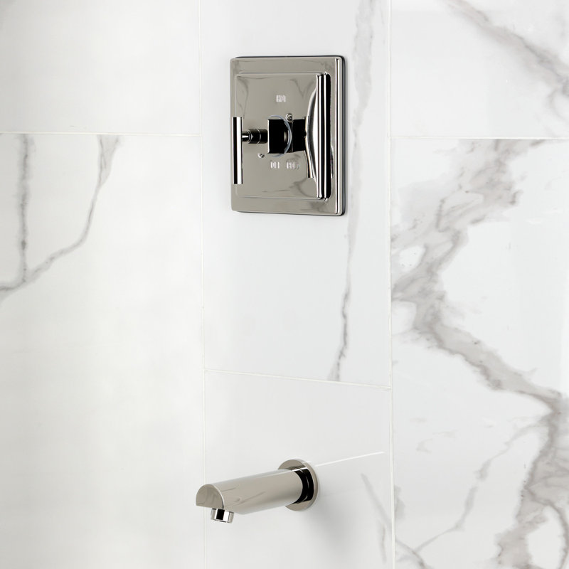 Robinet de baignoire à pression équilibrée à poignée simple Kingston Brass Claremont, Nickel poli