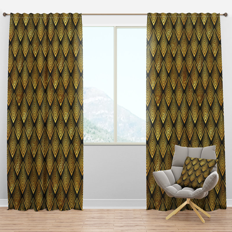 Panneau de rideau simple semi-diaphane avec passe-tringle Mid-Century Art Deco, l 52 po x L 120 po