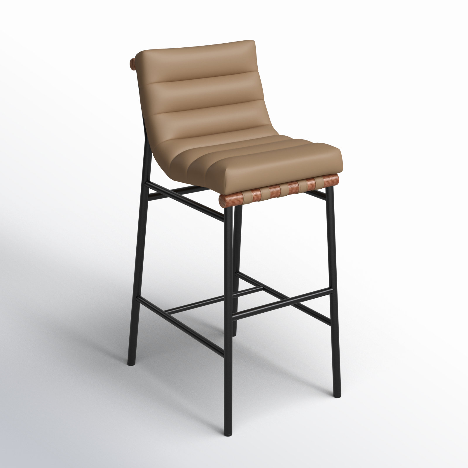 Vincentas Bar and Counter Stool, Tan Vegan Leather, Bar Stool (29.9" Seat Height)