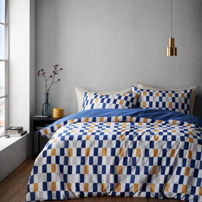 Oblong Checkerboard 200 Thread Count Cotton Duvet Cover Set
