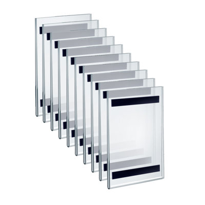 Clear Acrylic Magnet Back Sign Holder Frames 5.5" W x 8.5" H - Vertical / Portrait, 10-Pack