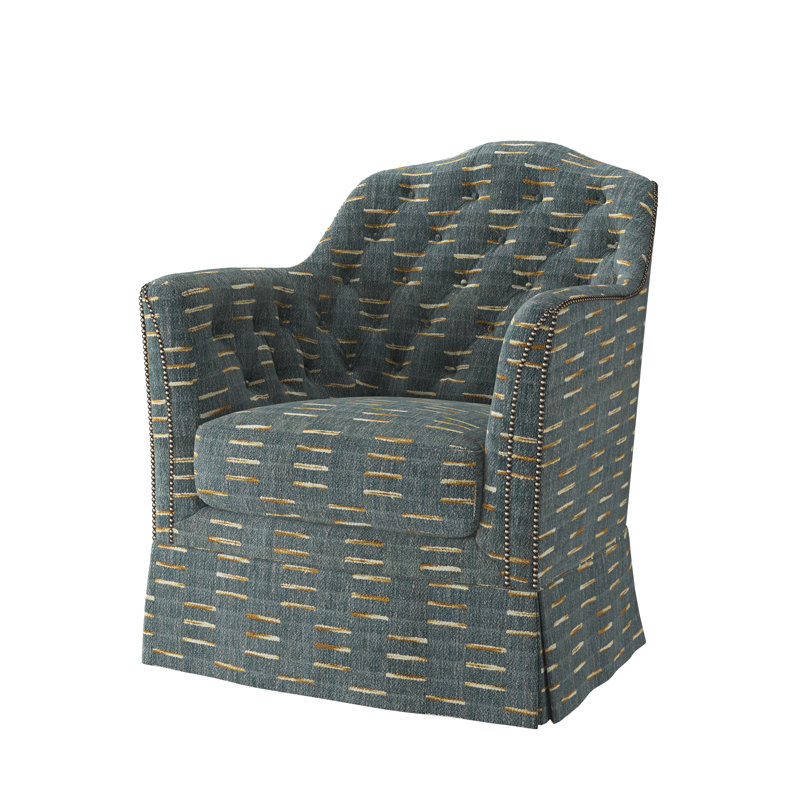 Fauteuil d'appoint Catriona, Chenille ardoise, Laiton rétro petit