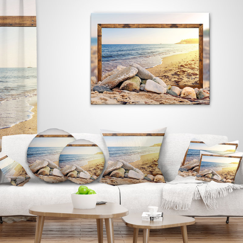 Coussin décoratif à imprimé encadré Beach Rocks - Beaches
