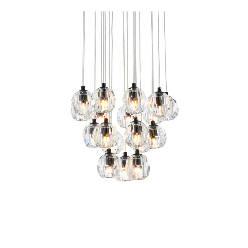 Luminaire suspendu Swampscott, Noir, H 146 po x l 18,5 po x P 3,7 po, 24 lumières