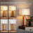 Dimmable Table Lamp with Led Nightlight, Square Wood Grain Bedside Lamp Set of 2