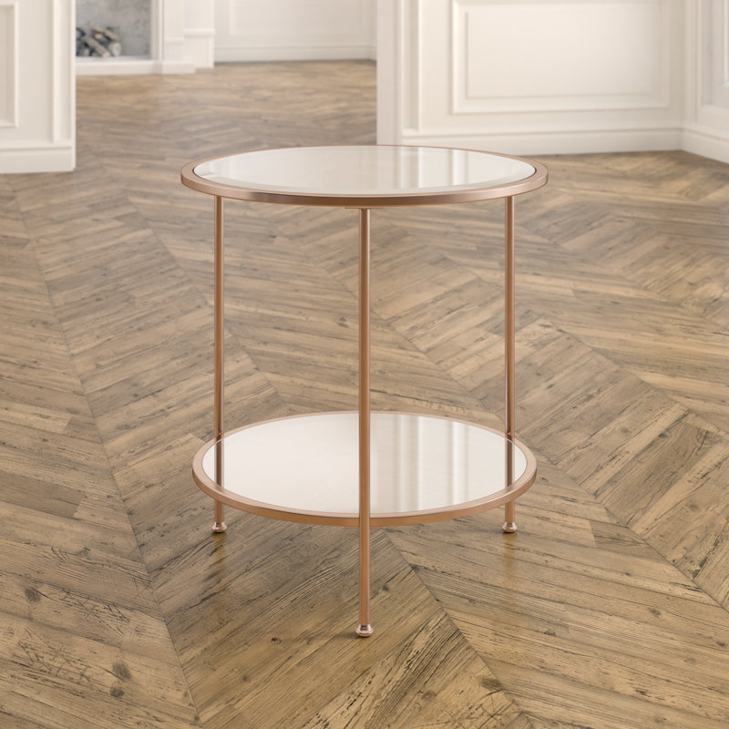 Table de bout en verre à 3 pieds de 26,25 po de hauteur Linvel, Ogive or métallique