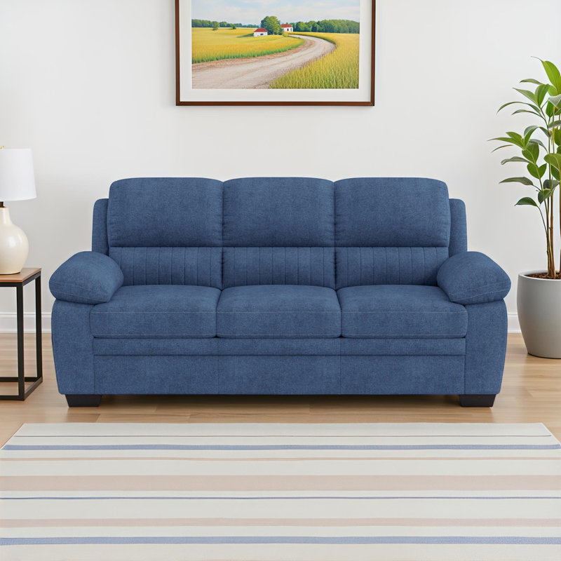 Mellitz 80'' Pillow Top Arm Fabric Upholstered Sofa, Blue 100% Polyester