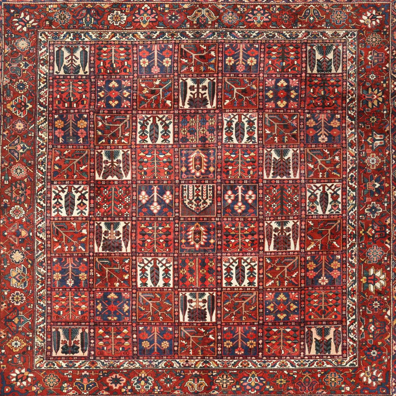 Tapis rouge / noir Patchwork, Carré 6 pi