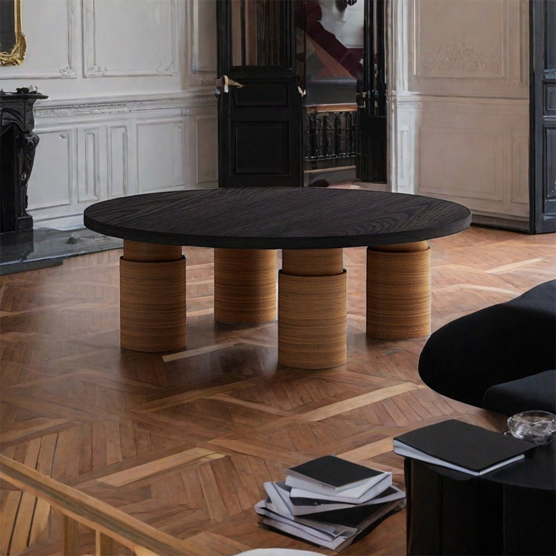 Table basse ronde de style ancien salon, H 13,8 po x L 31,5 po x l 31,5 po
