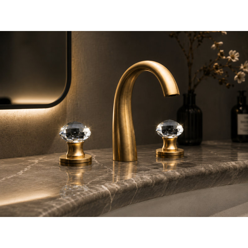 Rock Widespread Bathroom Faucet, Brushed Gold