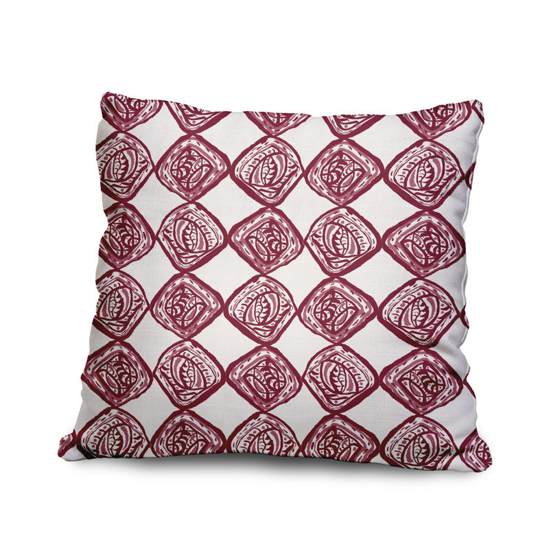Geometric Reversible Throw Pillow, 20" x 20", Maroon