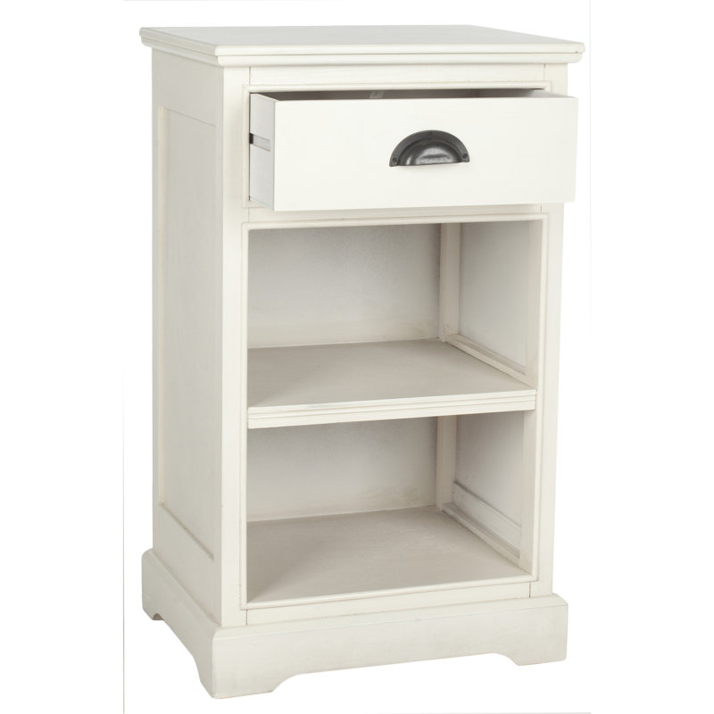 Jonesport Solid Wood Top End Table with Storage, White