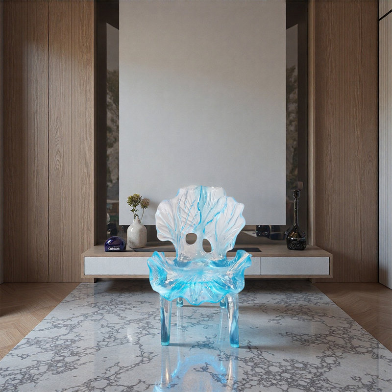 Fauteuil en résine de forme spéciale bleu lotus