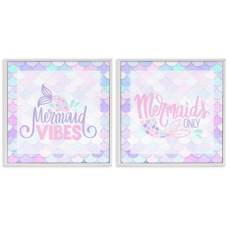 Ensemble de 2 giclées encadrées "Dreamy Mermaid Expressions with Scales" par Kim Allen, H 17 po x l 17 po