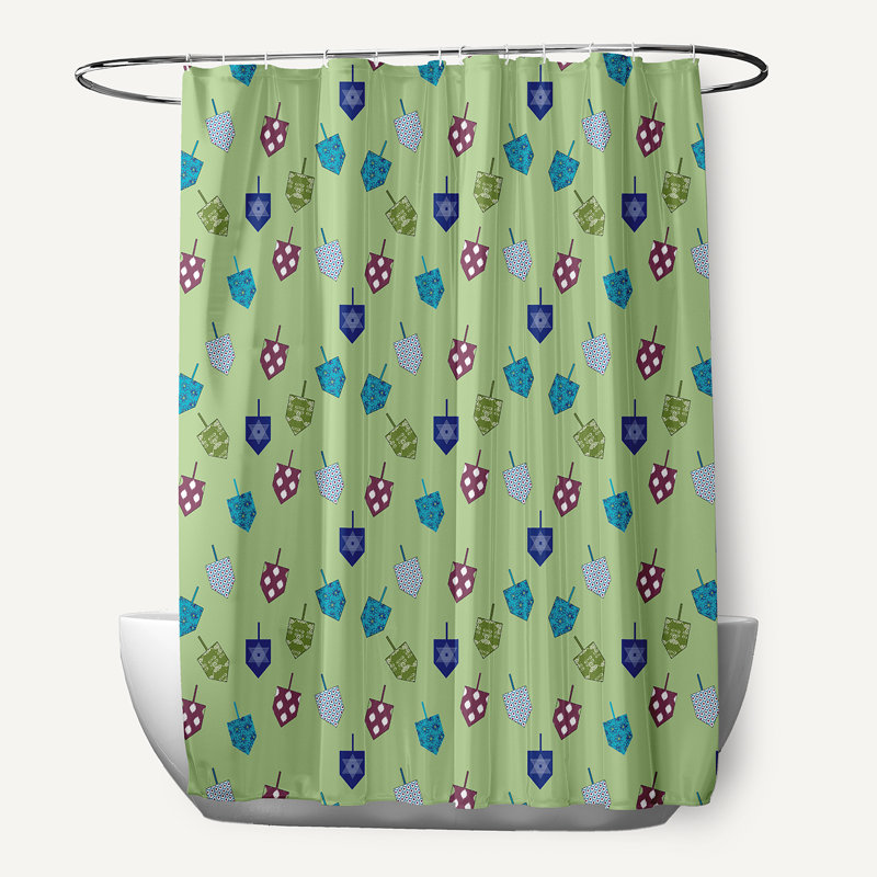 Rideau de douche à motif Dreidel, Vert clair