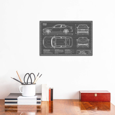BMW M4 (F82) Black by Action Blueprints - Wrapped Canvas Print