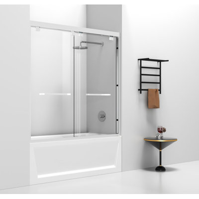 60'' - W x 60'' H Double Added Door Semi-Frameless Tub Door with