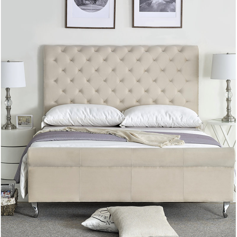 Manaf Upholstered Standard Bed, Ivory, Queen