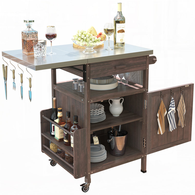 Chariot de cuisine d'extérieur 40,5 ", Brun