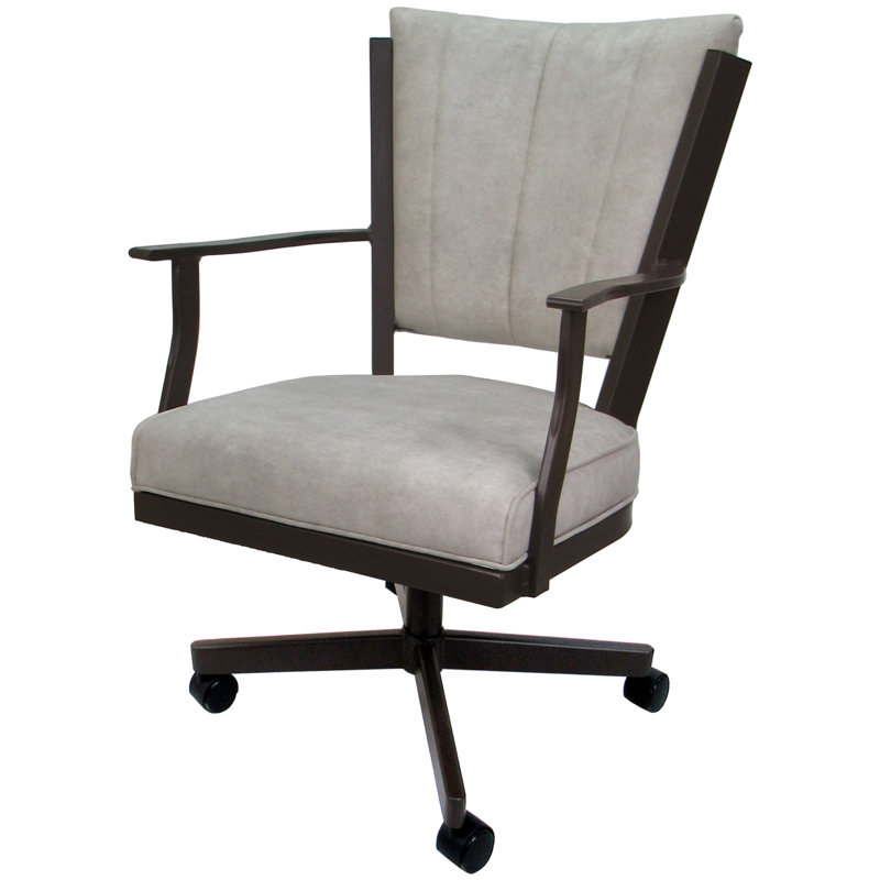 Danyael Metal Dining Caster Chair with Arms, Brown, Outlier Stucco