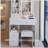 29.2" Small Size Left Drawer Desktop Vanity Table + Cushioned Stool, Large Sliding, Touch Control, Tri-color Switching, Brightness Adjust LED Mirror, High Capacity Storage, Suitable for Small Space