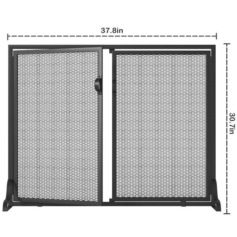 Fireplace Screen with Magnetic Doors, 37.8"L x 11"W x 30.7"H