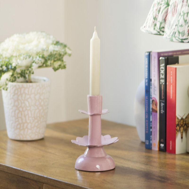Mela Artisans Lotus Bloom Tapered Pink Candleholder, Pink