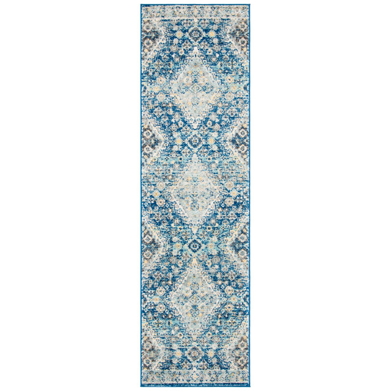Christa Oriental Navy Area Rug, Runner 2'3" x 8'