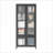 Cabinets with 4 Waffle-Grids Glass Doors 5 Shelves | 31.5W x 13.8D x 71H Black Steel Freestanding Storage | Modern | Home Office