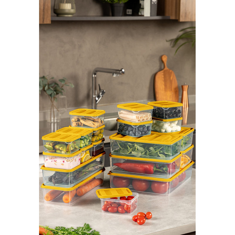 Versatile Storage Box Set (18 Pieces), Orange Plastic, Includes Sizes: 4.3 x 11.8 x 2.8 in. (2 pcs), 9.1 x 5.9 x 2.8 in. (2 pcs), 3.5 x 4.1 x 2.2 in. (12 pcs), 9.1 x 11.6 x 2.6 in. (2 pcs) | 100% Dishwasher-Safe, Ideal for Organizing Home & Office