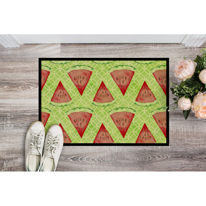 Tapis de porte extérieur anti-dérapant pastèque Yelverton, H 0,2 po x l 36 po x P 24 po