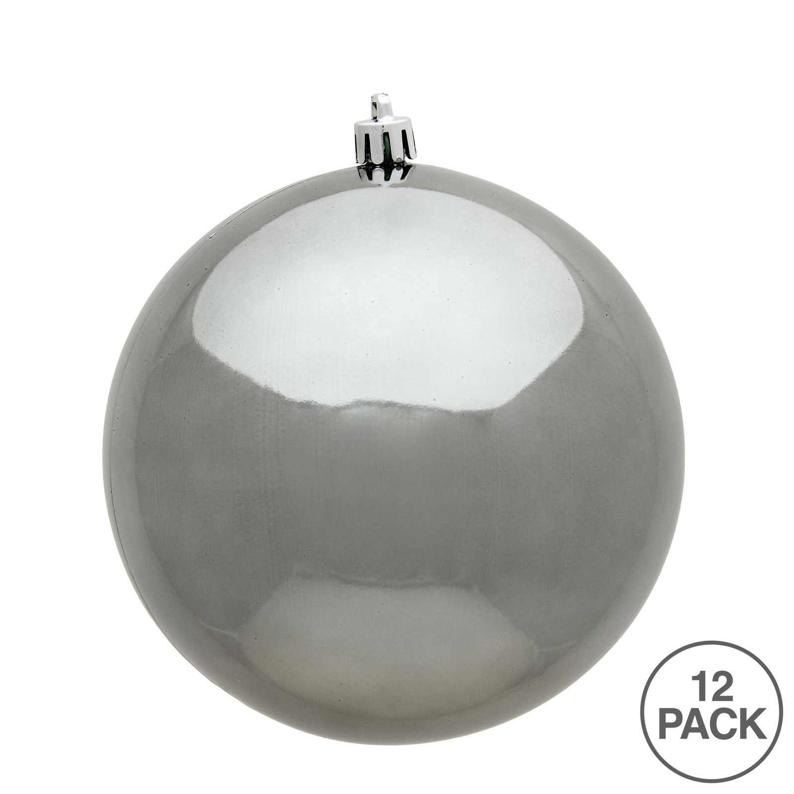 Shatterproof Bauble, 3" H x 3" W x 3" D, Pewter Shiny