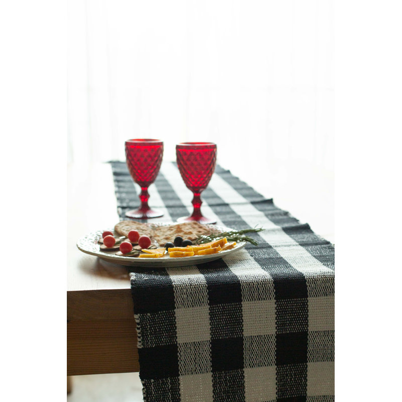 Elige Cotton Plaid Rectangle Placemat, Black/White
