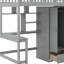 Lit mezzanine simple avec bibliothèque, tiroirs, bureau et garde-robe-994321936