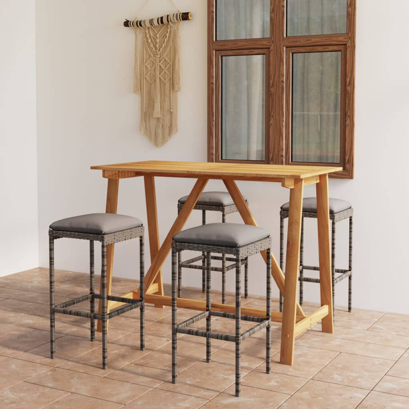 Ahri Rectangular 4 - Person 55.1" Long Bar Height Dining Set, Anthracite, Gray