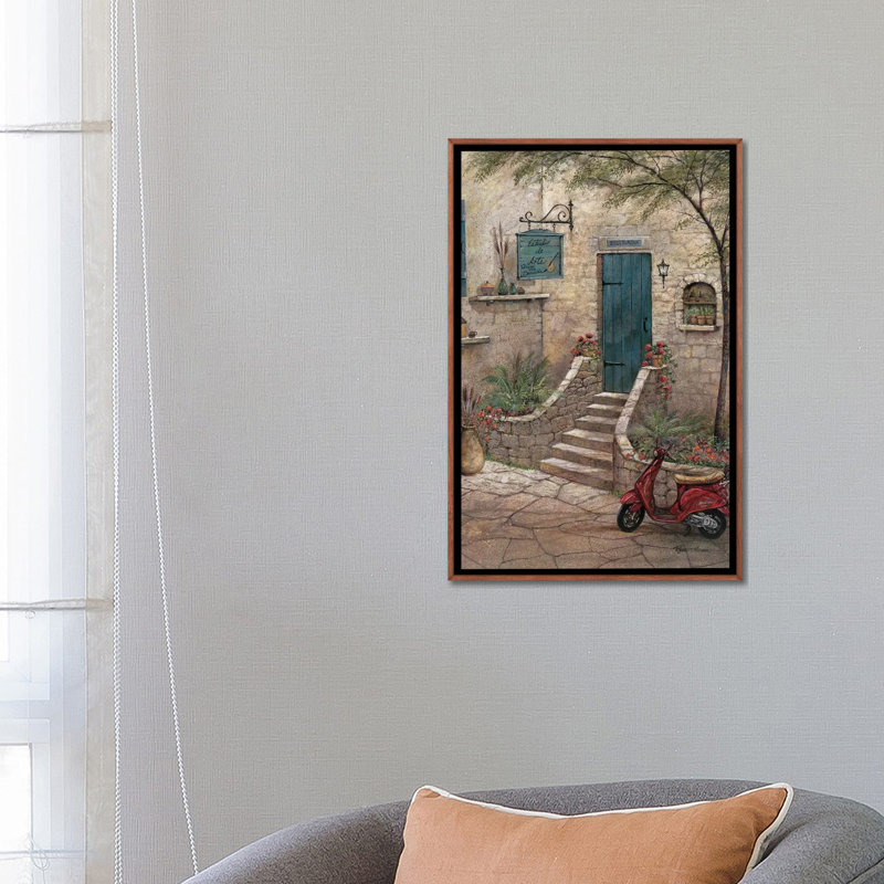 «Estudio de Arte» par Ruane Manning - reproduction d'art, H 26 po x l 18 po x 1,5 po, Toile avec cadre brun, Aucun mat