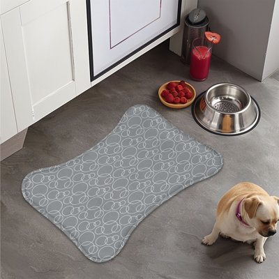 Grey Polka Aesthetic - 1 Piece Bone Shape Feeding Mat