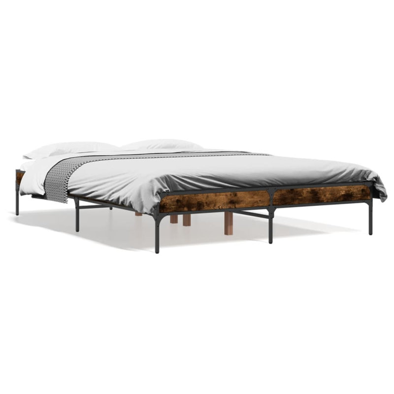 Vidaxl Bed Frame Engineered Wood And Metal, Smoked Oak, 120 x 200cm