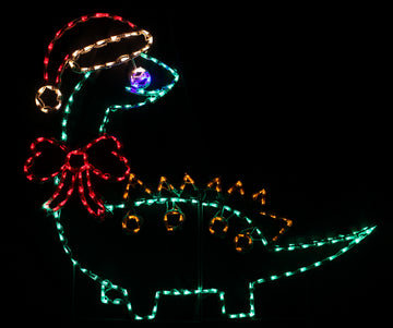 Dinosaur with Santa Hat Lighted Display