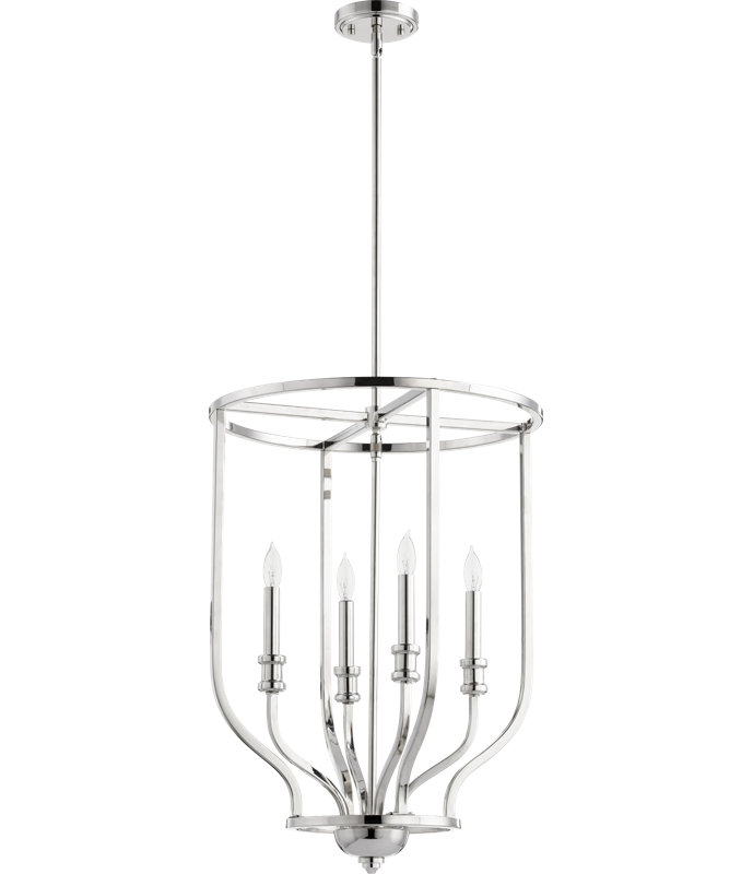Falbo 4 - Light Lantern Geometric Chandelier, Polished Nickel