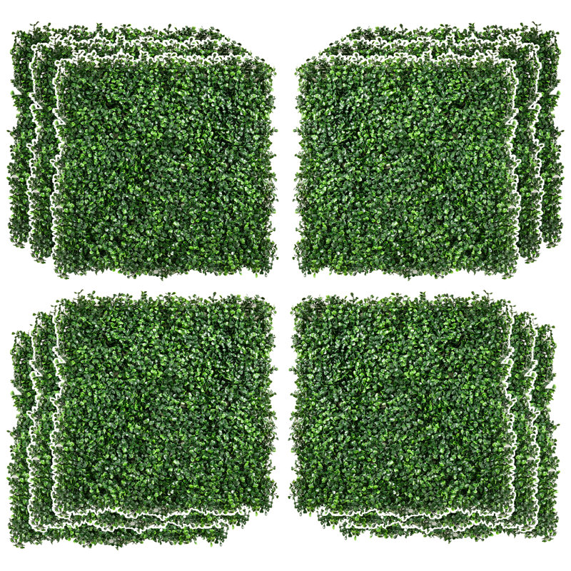 Panneaux de buis artificiels, mur de topiaire, toile de fond, écran de haie d'intimité, protection contre les rayons UV, 4 couches, panneau d'herbe, clôture, intérieur, extérieur, jardin