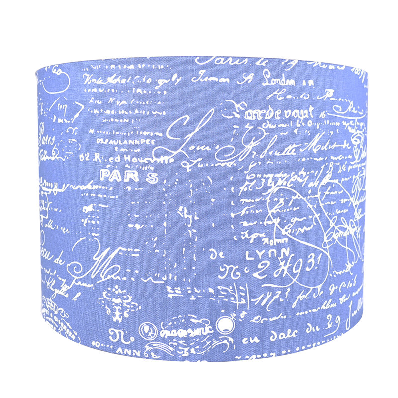 Abat-jour tambour en lin (Spider) en bleu, H 10 po x l 14 po x P 14 po