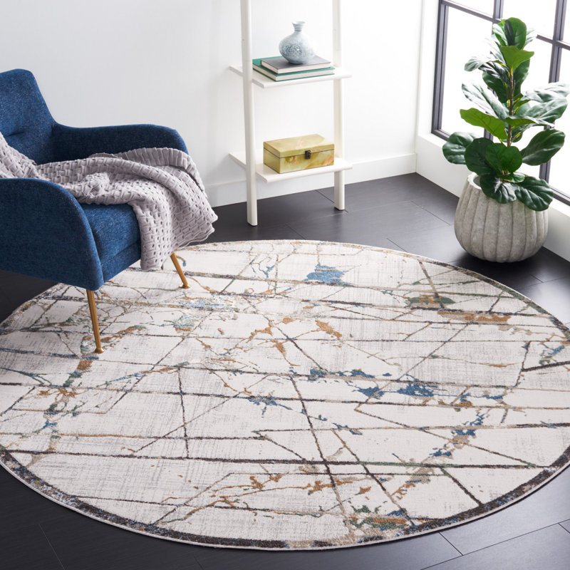 Tapis beige / gris Wayde, Rond 6 pi 7 po